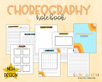 Preview of Choreography Notebook Retro Waves / Dance Teacher Notebook / Dance Choreographer