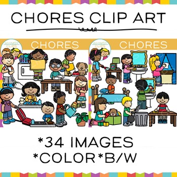 Preview of Kids Doing Common Daily Chores At Home Clip Art
