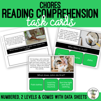 Preview of Chores Simplified Reading Comprehension Task Cards