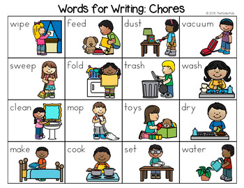 Preview of Chores Word List - Writing Center