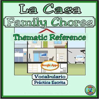 Preview of Chores and Responsibilities Vocabulary Thematic Reference for Google Apps
