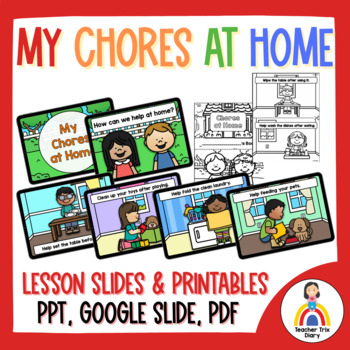 Preview of Chores at Home Lesson Slides Presentation and Printable Mini Book