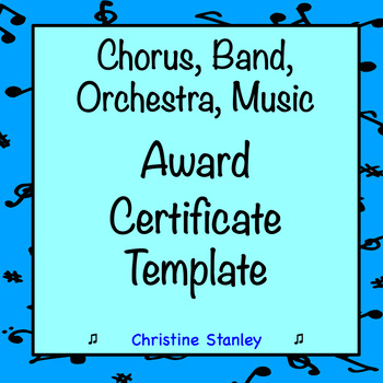Preview of Chorus, Band, Orchestra, Music Award Certificate Editable Template