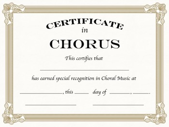 Chorus Certificates Formal By Sillyomusic Teachers Pay Teachers