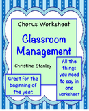Chorus Classroom Management Worksheet