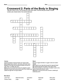 Chorus Crossword Packet by Assignments for Performance Based Music Classes