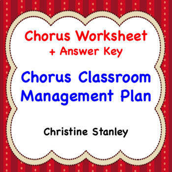 Preview of Chorus Classroom Management Plan Worksheet Editable TEMPLATE & Answer Key