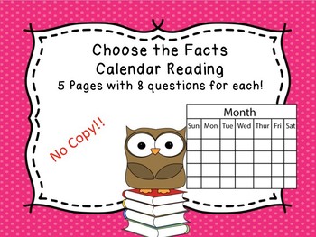 Choose the Facts Calendar Reading by 1st Grade Super Stars TpT