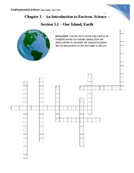 Chpt 1 An Intro to Environ Science Section 1 1 Our Island Earth