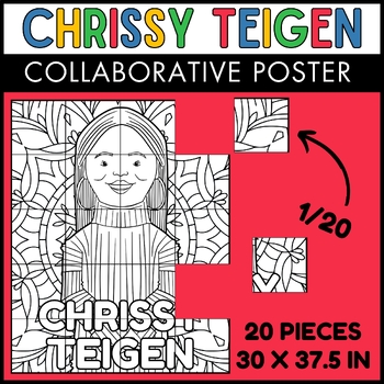 Preview of Chrissy Teigen Collaborative Coloring Poster | May AAPI Heritage Month Activity