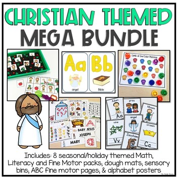 Preview of Christian and Bible Themed Activities for Preschool and PreK Mega Bundle