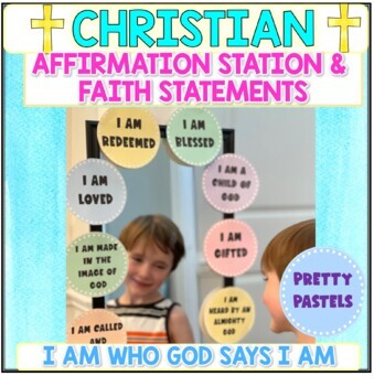 Preview of Christian Affirmation Station Bible Bulletin Board Pastels