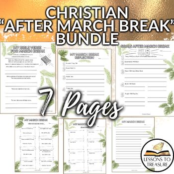 Preview of Christian "After March Break" Bundle, Activities, Busywork, Lessons, Spring