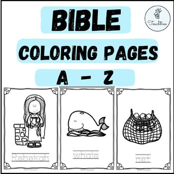 Preview of Christian Alphabet Bible Coloring Pages for Children: A-Z Bible Words