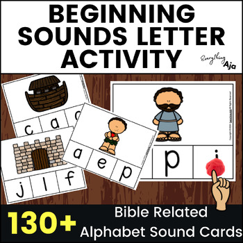 Preview of Christian Alphabet Letter Identification Activities: Beginning Sound Cards