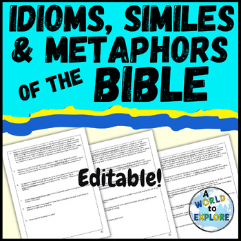Preview of Christian Bible Idioms, Similes and Metaphors EDITABLE Figurative Language Lists