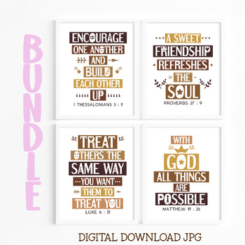 Preview of Christian Bible Quotes Posters Bundle Vol. 82 - Brown neutral colors