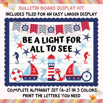 Preview of Christian Bulletin Board Kit, Sea Boat Lighthouse Nautical Religious Church