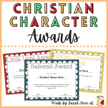 Preview of Christian Character Awards - EDITABLE - For Elementary School