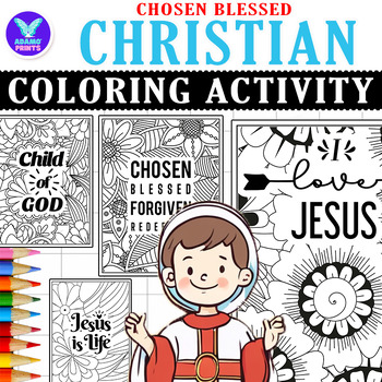 Preview of Christian Chosen Blessed Coloring Pages JESUS Religious Activities NO PREP