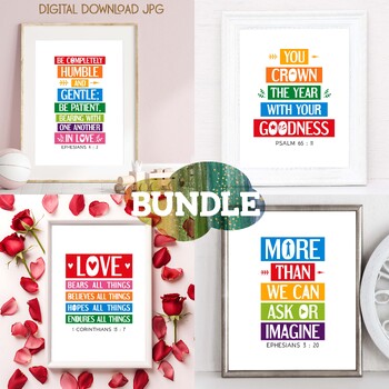Preview of Christian Classroom Bible verses posters bundle Vol. 94, colorful rainbow colors