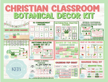 Preview of Christian Classroom Botanical Decor Kit Bundle