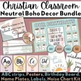 Christian Classroom Decor Bundle - Neutral Boho Bible Vers