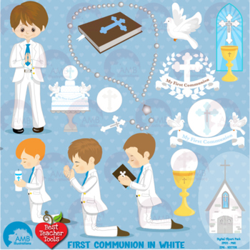 Preview of Christian Clipart, First Communion, Boys, Catholic clipart, Catechism, AMB-1262