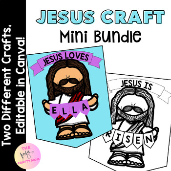 Preview of Christian Crafts, Jesus Is Risen, Name Craft, Mini Bundle, Editable in Canva!