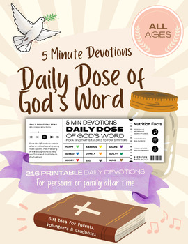Preview of Christian Devotion Jar Printable | 216 Reflection Tickets Paired to Daily Mood