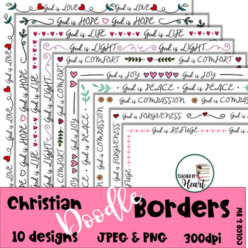 Preview of Christian Doodle Page Borders - Color and BW Version