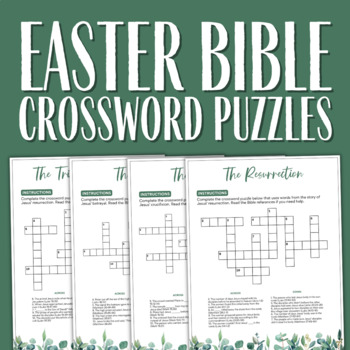 Christian Easter Bible Crossword Puzzles Printable Activity | Holy Week