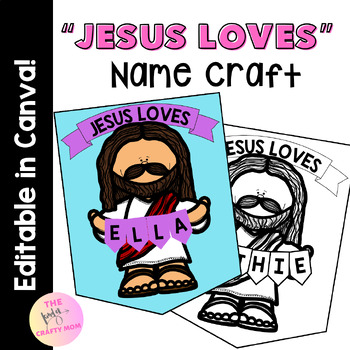 Preview of Christian Name Craft, Jesus, Preschool Activities, Religious, Editable in Canva!