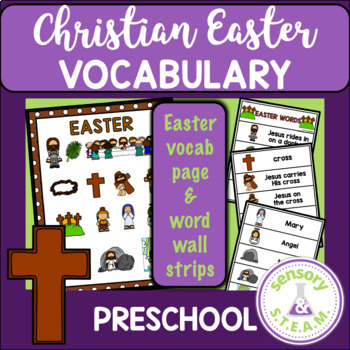 Preview of Christian Easter Vocabulary Word Wall for Preschool and Toddler