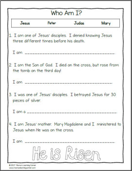 Christian Easter Worksheets for Kindergarten and First Grade | TpT