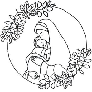 Preview of Christian Fall Coloring Sheet - Mary and Jesus