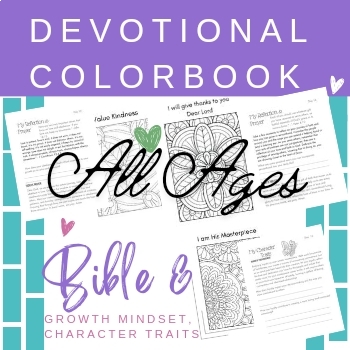Preview of Christian Growth Mindset Coloring Book and Reflective Journal For Kids