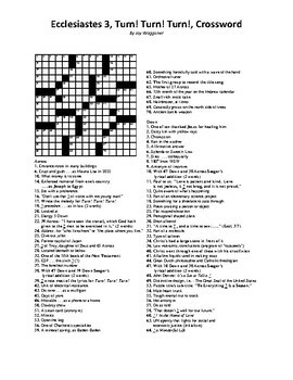 Christian History Ecclesiastes 3 Turn Turn Turn Crossword Puzzle
