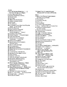 Christian History,Exodus 2&3,Moses,Midian,Burning Bush,Crossword