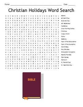 Preview of Christian Holidays Word Search!