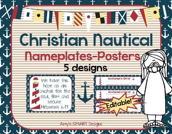 Preview of Christian Nautical Nameplates and Matching Scripture Posters