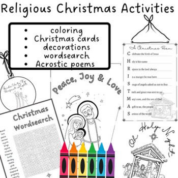 Preview of Christian / Religious Christmas Activities - Cards, Poems, wordsearch + more