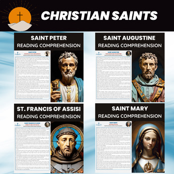 Preview of Christian Saints Reading Comprehension Bundle | St Peter St Mary St Augustine