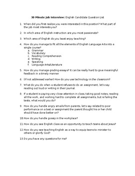 english teacher interview questions