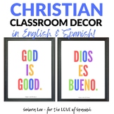 Christian School Poster in Spanish, English - God is Good 