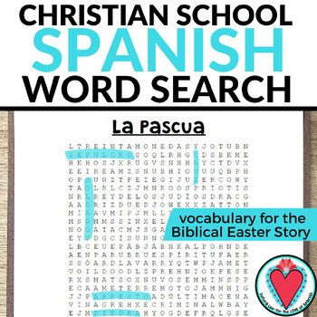 Preview of Spanish Easter Semana Santa Bible Vocabulary Word Search Christian School Jesus