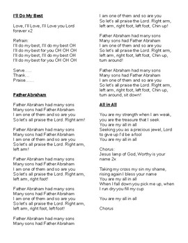 Preview of Christian Song Sheets