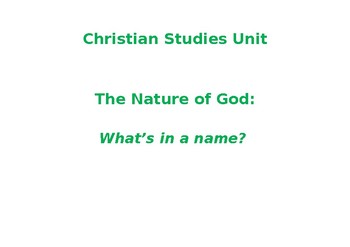 Preview of Christian Studies: The Nature of God