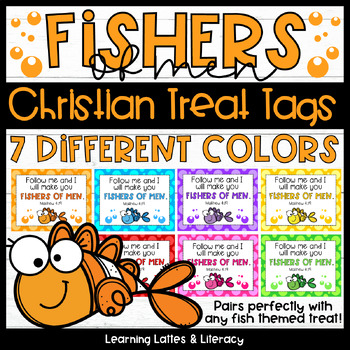 Preview of Christian Treat Tags Goldfish Tags Fishers of Men Tags Sunday School Treat Tags