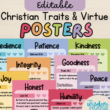 Preview of Christian Virtues, Values and Character Trait Posters- with Digital Resource